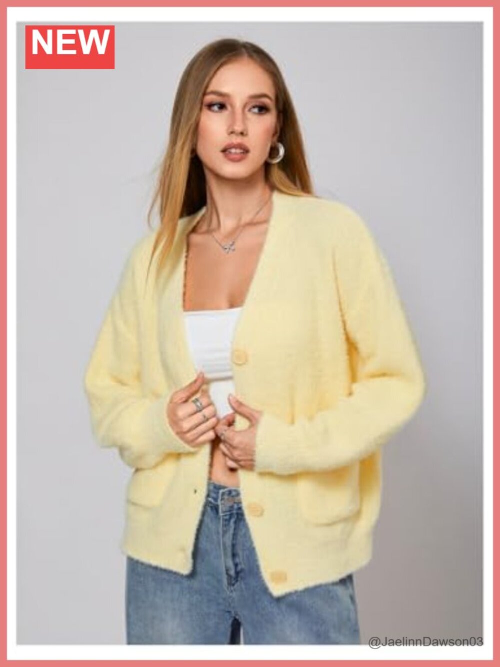 Fuzzy Button Front Cardigan Sweater - Picture 2 of 4